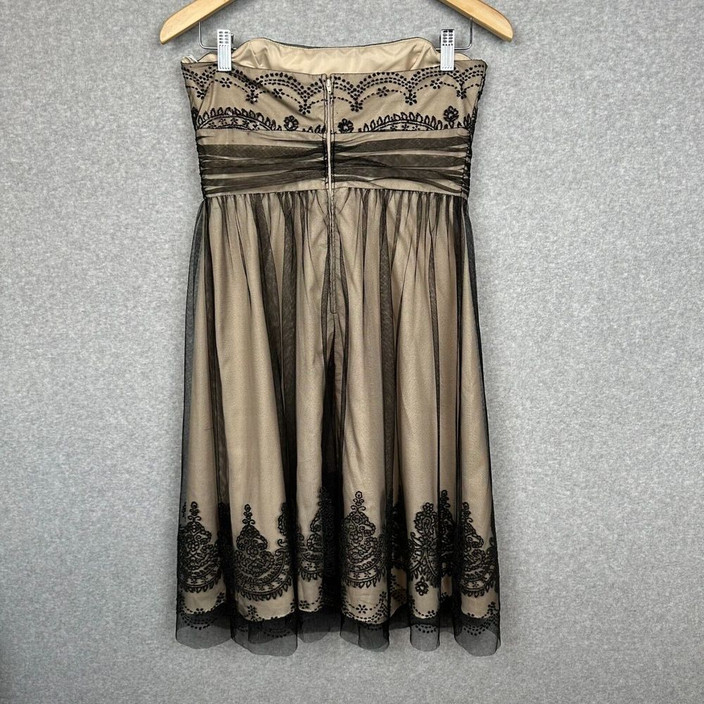 Davids Bridal Strapless Dress Size 8 A-Line Cocktail Beaded Black Tulle Empire - Picture 6 of 16